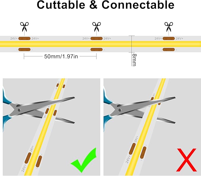 COB LED Strip Lights 5M,Touch Dimmable led Strips,16.4ft LED Tape Lights with CRI90+,4000K Natural White led Lights,1600LEDs,24V LED Rope Indoor for Bedroom,TV,Kitchen,Closet