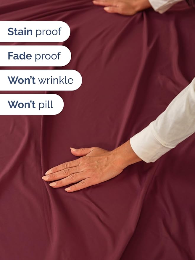 Extra Deep Split King Sheet Set - 7 Piece Breathable and Cooling Sheets - Hotel Luxury Bed Sheets Set - Easy Fit - Soft, Wrinkle Free and Comfy Sheets Set - Burgundy Sheet Set with Extra Deep Pockets