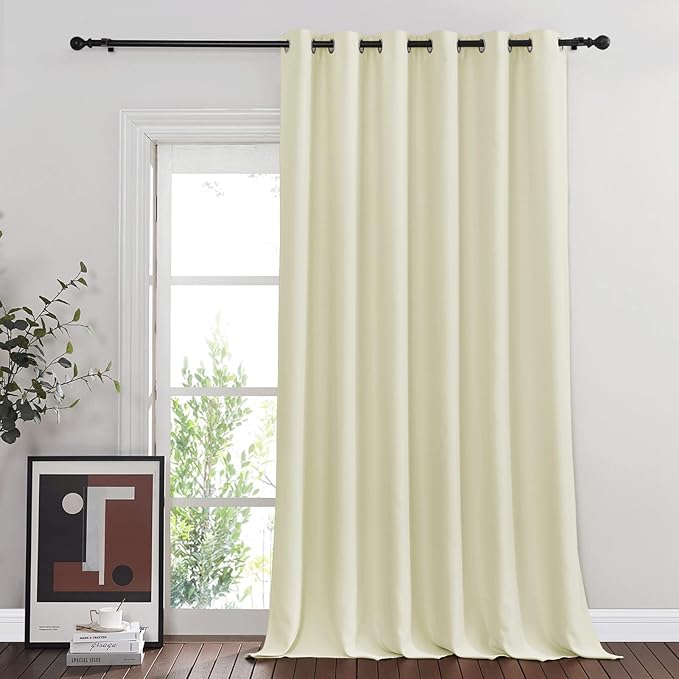 NICETOWN Sliding Door Curtain 108 inches Long, Blackout Patio Door Panel Privacy Thermal Insulated Sound Reducing Room Divider Drape for Bedroom/Living Room (1 Panel, Beige, W80 x L108)
