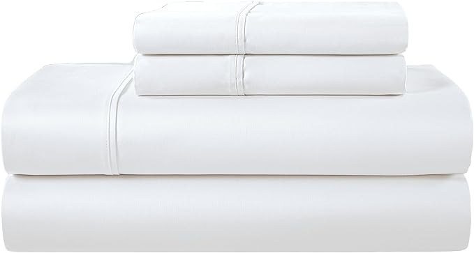 100% Egyptian Cotton Sheets Full Size Bed Set, Deep Pocket Full Sheet Set, 400 Thread Count Cotton Bed Sheets, Naturally Cool Soft Breathable No Pill Elasticated Luxury White Bedding for All Seasons