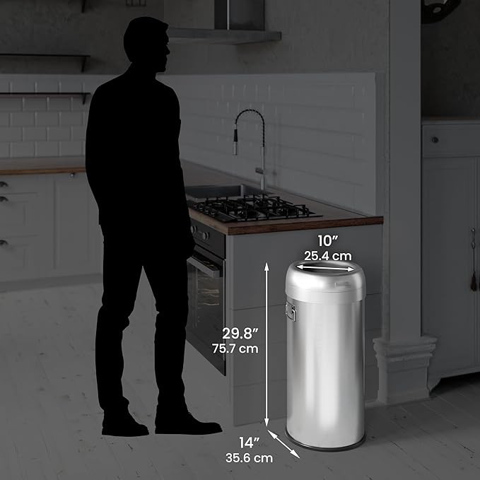 iTouchless 16 Gallon / 61 Liter Dual-Deodorizer Trash Can and Recycle Bin, Stainless Steel Commercial Grade Large 10 Inch, Home, Restaurant, Restroom, Office, Open Top, Round