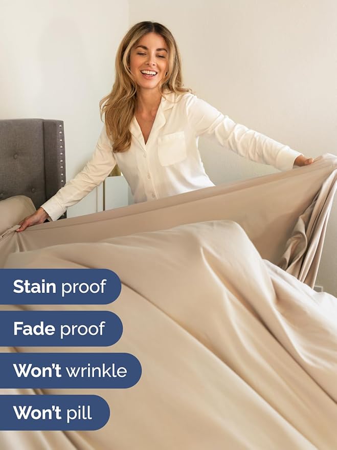 Extra Deep Cal King Sheet Set - 6 Piece Breathable & Cooling Sheets - Hotel Luxury Bed Sheets Set - Easy & Secure Fit - Soft, Wrinkle Free & Comfy Sheets Set - Cream Sheet Set with Extra Deep Pockets