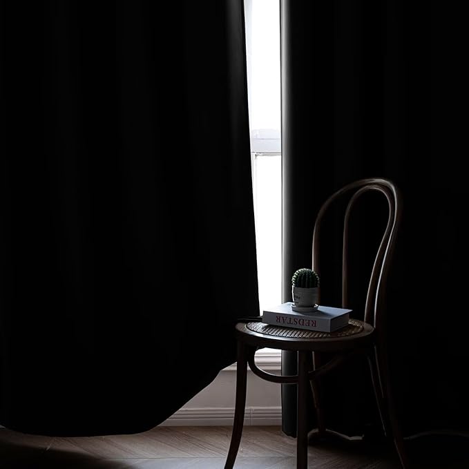 Blackout Curtains for Bedroom 1 Panel, Custom Curtains Thermal Insulated Dark Grey, Rod Pocket Room Darkening Drapes for Living Room Windows Luxury Decor(Custom Size,Dark Grey)
