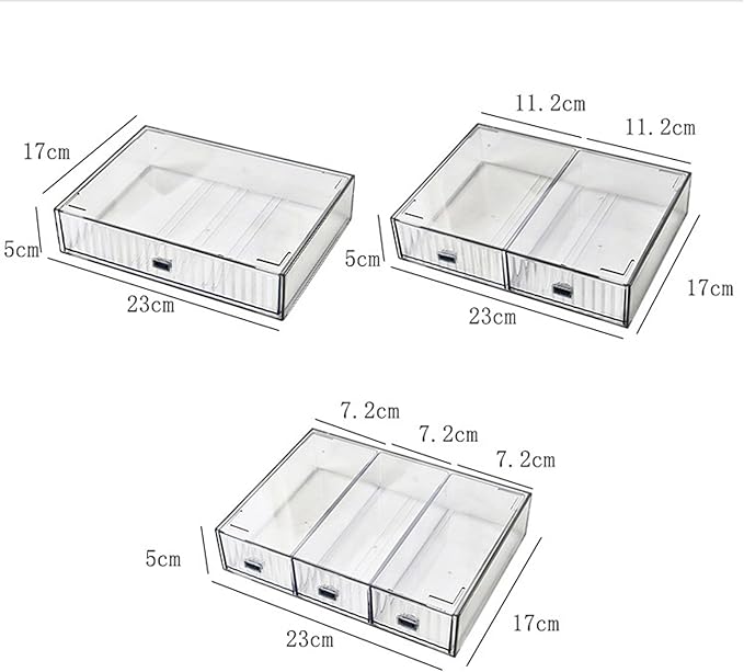 Desk Drawer Organizer, Stackable Office Supplies Desk Organizer, Plastic Plastic Storage Drawer, Desk Grocery Organizer For Stationery/Office Supplies (Clear, 3 Compartment)