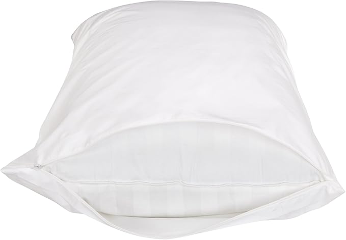 Amazon Basics King Pillow Pillowcase with Zipper, 100% Cotton Hypoallergenic, Pillow Protector, White (37 x 21 Inches), Pillows Not Included