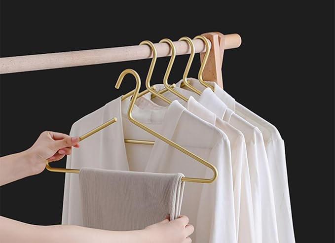 Premium Matte Gold Aluminum Coat Hangers 6 Piece Set, 16.5” Extra Smooth & Durable Metal Shirt Dress Hanger,Aluminum Alloy Hanger,Clothing Support,Clothing Hang