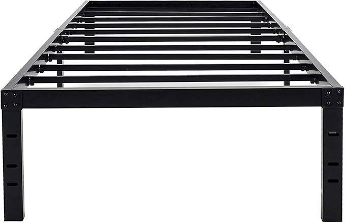 45MinST 18 Inch Maximum Storage Bed Frame/Reinforced Platform /3500lbs Heavy Duty/Easy Assembly/Mattress Foundation/Steel Slat/Noise Free, Twin