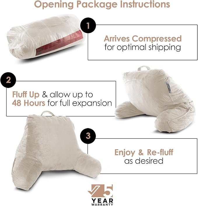 Nestl Reading Pillow for Kids & Teens with Shredded Memory Foam, Backrest Pillows for Reading, Watching, and Gaming, Use on The Couch, Bed, or Floor, Adjustable Support with Washable Cover Linen