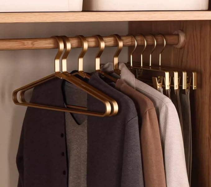 Premium Matte Gold Aluminum Coat Hangers 90 Piece Set, 16.5” Extra Smooth & Durable Metal Shirt Dress Hanger,Aluminum Alloy Hanger,Clothing Support,Clothing Hang
