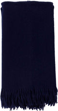 Alashan Cashmere Blend - Woven Throw Blanket - Ripple Finish, Navy, Merino Wool Cashmere