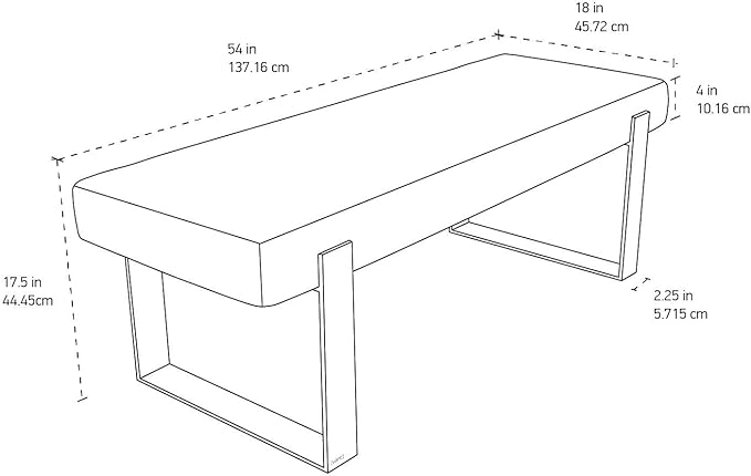 VANT Upholstered Bed Bench - Vintage Leather White Dove - Burnished Brass - Contemporary Modern, Bedroom Bench Seat, Hallway, or Entryway
