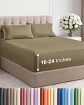 Extra Deep Twin XL Sheet Set - 4 Piece Breathable & Cooling Sheets - Hotel Luxury Bed Sheets Set - Easy & Secure Fit - Soft, Wrinkle Free & Comfy Sheets Set - Khaki Sheet Set with Extra Deep Pockets