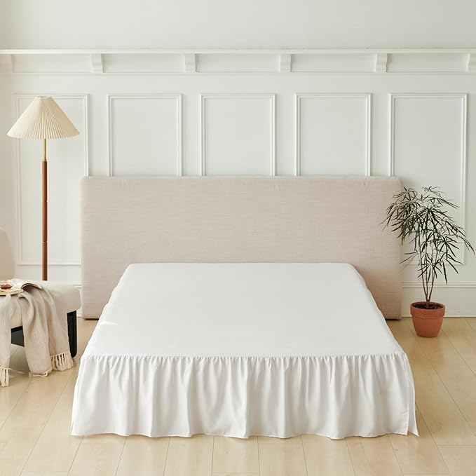 Bed Skirt Full Size Ruffled Bed Skirt with Split Corners, Full Bed Skirts 22 Inch Drop with Platform, White, 22'' Full