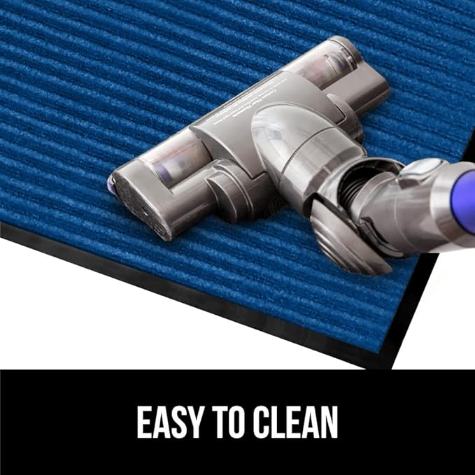 GORILLA GRIP Waterproof Traffic Guard Door Mat, 35x23, Heavy Duty Entryway Mats, Strong Rubber Back Commercial Utility Rugs for Office Hallway, Garage Floor and Home, Low Profile Carpet Runner, Blue