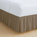 Rajlinen Ruffled Bed Skirt Full XL, 18 Inch Drop Dust Ruffle with Split Corners, 100% Microfiber Bedskirt with Platform, Three-Sided Coverage Ruffled Gathering Design, Taupe