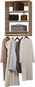 Medium Double Hanging Closet Unit, Modular Closet System, Wood Closet System Organizer with Storage for Walk In Closets, Clothing Rack Closet for Hanging Clothes, Bedroom, Wood, 31.5"W