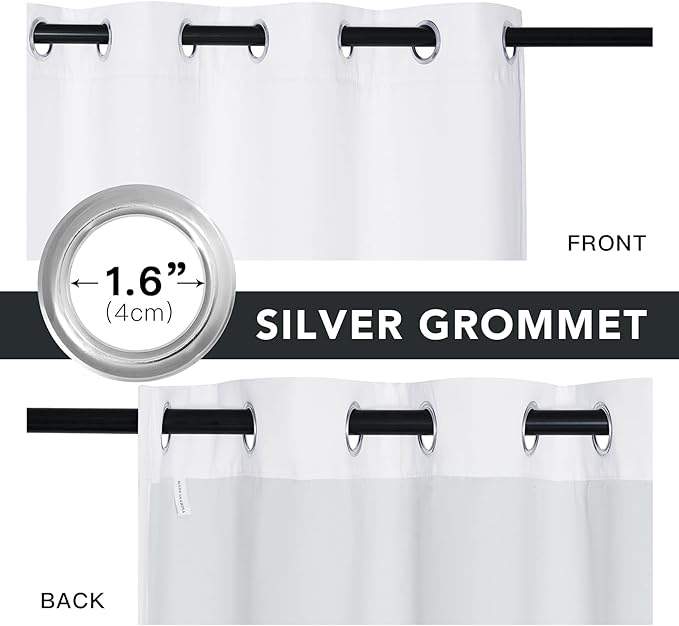 RYB HOME White Blackout Curtains for Bedroom,Noise Reducing Thermal Insulated Curtains and Drapes with Melt-Blown Fabric, Anti Dust PM2.5 Pollen Smog Filtering, Pure White, W52 x L90 inch, 2 Panel