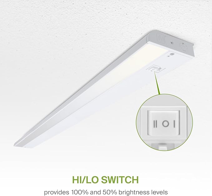 ASD 32 Inch LED Under Cabinet Lighting Plug in or Hardwired, High/Low/Off Switch, 16W 120V 3 CCT 2700K/3000K/4000K CRI90+, Triac Dimmable Linkable Under Counter Lights for Kitchen, ETL Listed, White