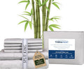 Therapedic 1000TC Split King 7-Piece Sheet Set - 100% Organic Rayon Dervied from Bamboo Blend with Cooling Fiber, Ideal for Hot Sleepers - 16" Deep Pocket Fitted Sheet, Bonus Pillowcases - Light Grey