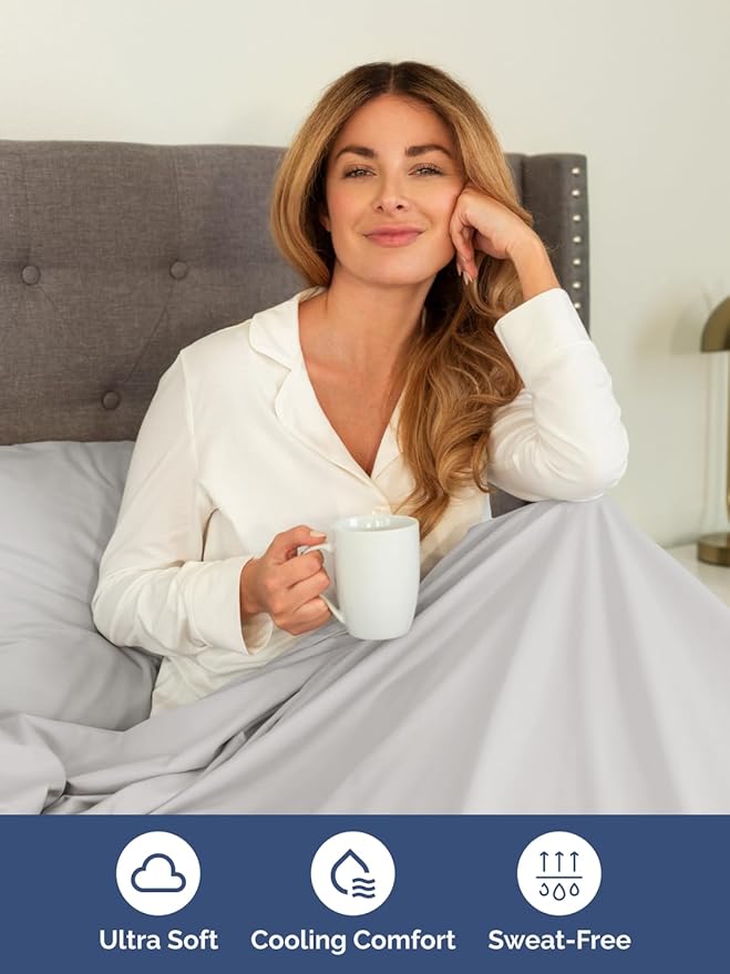 Extra Deep Split King Sheet Set - 7 Piece Breathable & Cooling Sheets - Hotel Luxury Bed Sheets Set - Easy Fit - Soft, Wrinkle Free & Comfy Sheets Set - French Grey Sheet Set with Extra Deep Pockets