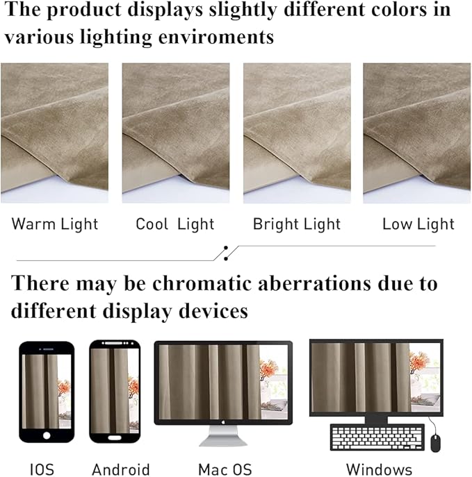 StangH Camel Beige Velvet Curtains Neutral Privacy Thermal Insulated Window Drapes for Office, Soft Sliding Door Curtains for Living Room, W52 x L94, 2 Panels