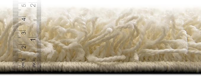 Unique Loom Solid Shag Collection Area Rug (6' 1" Round, Pure Ivory)