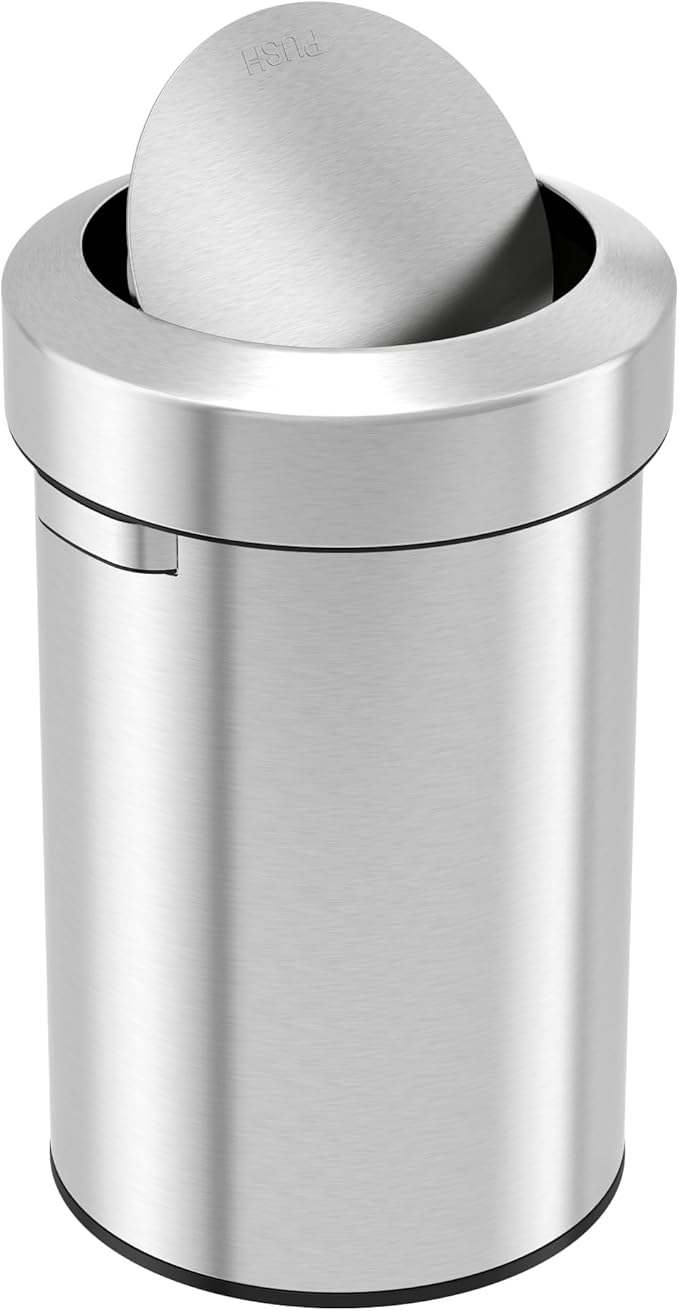 iTouchless Titan 17 Gallon Swing Open Trash Can, Stainless Steel Self-Balance Flip Top Lid Commercial Grade 64 Liter Garbage Can is Perfect for Business, Restaurant, Office and Kitchen