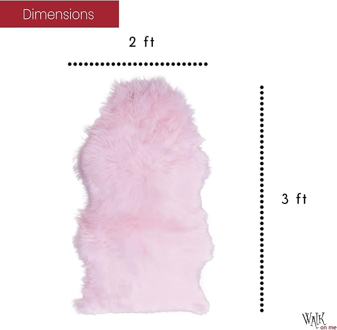 Silky Soft Faux Fur Rug, 2 ft. x 3 ft. Pink Fluffy and Shaggy Sheepskin Area Carpet for Living Rooms, Bedroom, Kid's Room, or Nursery, Home Décor Accent, Machine Washable with Non-Slip Backing
