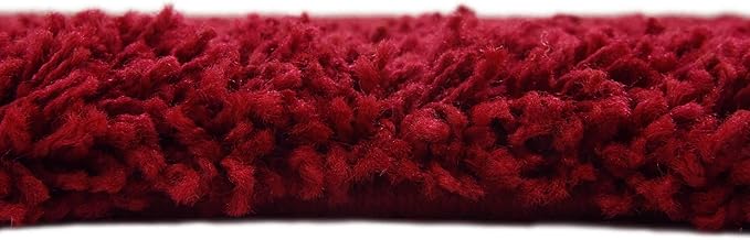 Unique Loom Solid Shag Collection Area Rug (8' Square, Cherry Red)
