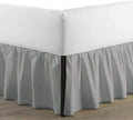 SKY BEDDINGS - Queen Size Ruffled Bed Skirt with Split Corners - 14 Inch Drop Dust Ruffle Bed Skirt with Platform Three Sided Coverage - 100% Microfiber, Light Grey