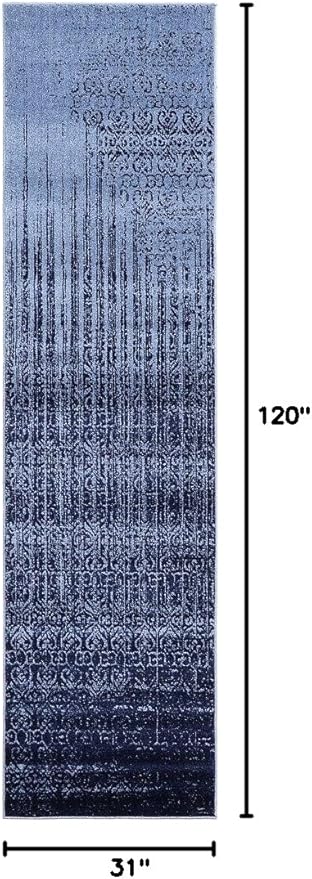 Unique Loom Del Mar Collection Area Rug - Jennifer (2' 7" x 10' Runner, Blue/ Navy Blue)