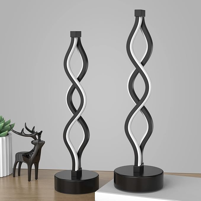 NUÜR Bedside Lamps Set of 2, Black Lamps for Living Room, Dimmable LED Nightstand Lamp, Small Nightstand Lamp for Bedroom, Home, Living Room, Office