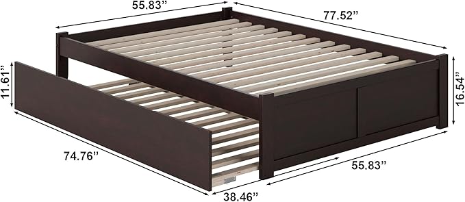 AFI Concord Full Size Platform Bed with Footboard & Twin Trundle in Espresso