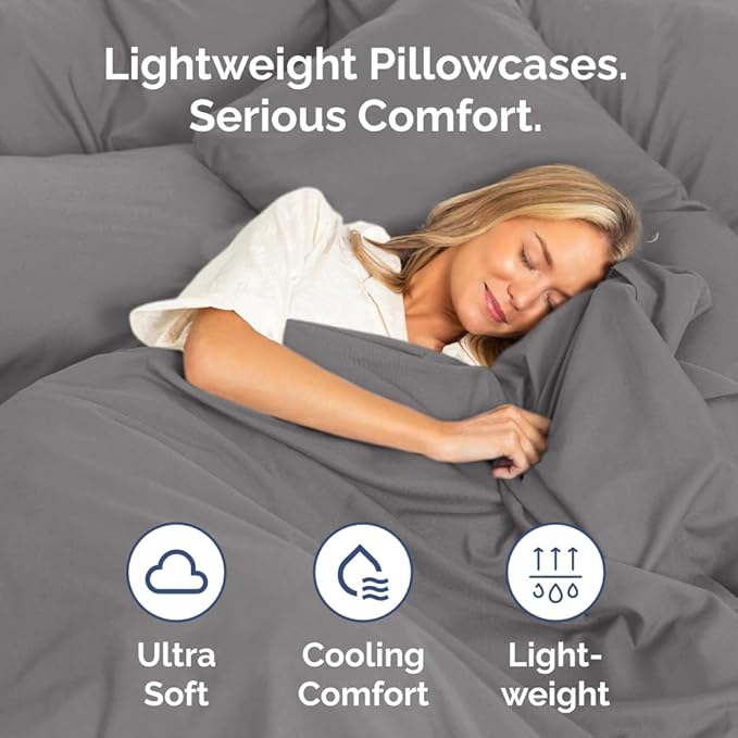 Queen Pillow Cases Set of 4 - Ultra Soft Hotel Quality Pillowcase Covers - Comfy, Cozy & Wrinkle Free - Shrinkage, Stain & Fade Resistant - Machine Washable Pillow Protectors - 4 Piece Set - Dark Grey