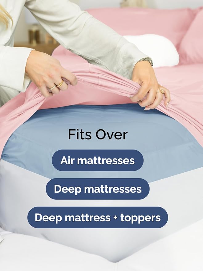 Extra Deep Queen Sheet Set - 6 Piece Breathable & Cooling Sheets - Hotel Luxury Bed Sheets Set - Easy & Secure Fit - Soft, Wrinkle Free & Comfy Sheets Set - Baby Pink Sheet Set with Extra Deep Pockets