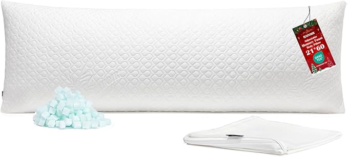 Extra Long Body Pillow Cubies Memory Foam 150x50cm – Anime Body Pillow Insert for Adults – with Cooling Cover Huggable Pillows 20x60 inches