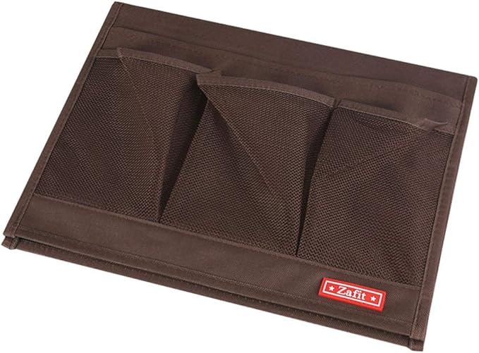 Zafit Bedside Storage Organizer - Table Cabinet Organizer Caddy for Remotes, Phone, Glasses (Classic 4 Pockets - Coffee)