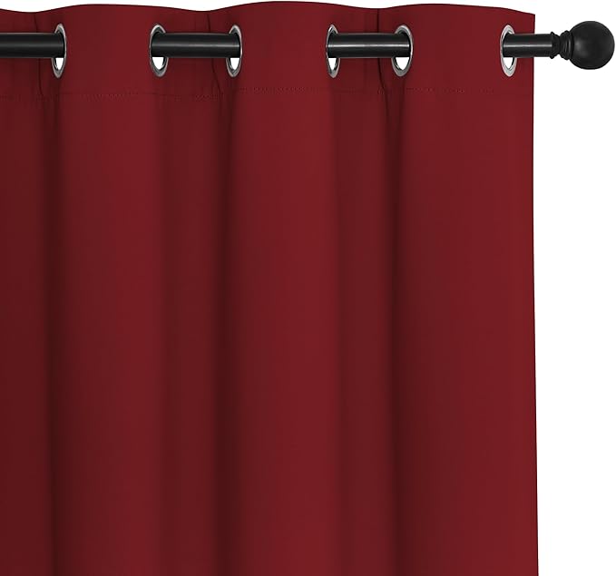 NICETOWN Burgundy Red Blackout Curtains for Bedroom 72 Inches Long, Thermal Insulated Room Darkening Grommet Window Curtains for Living Room Nursery, 66 inch x 72 inche, 1 Panel