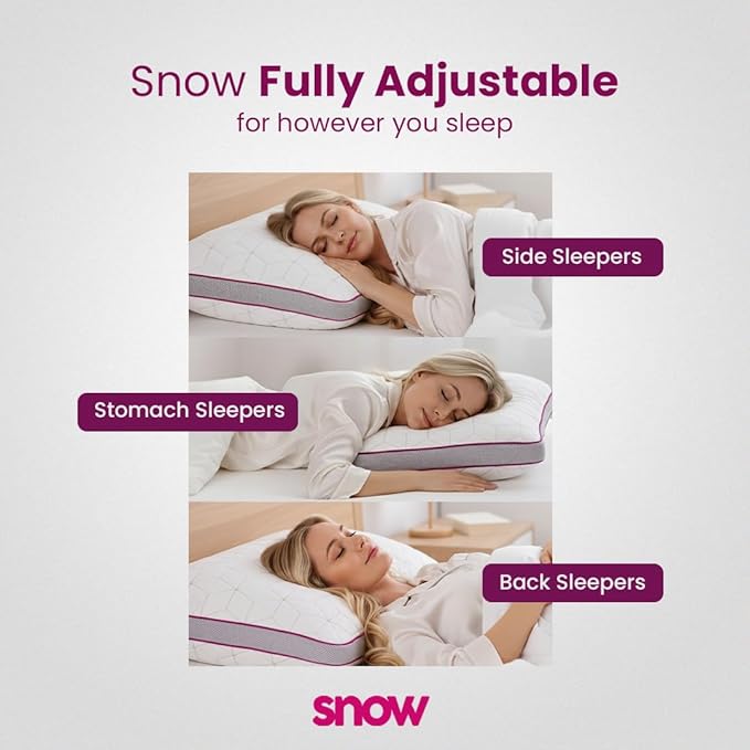 IWS I WANNA SLEEP SnowTouch® Adjustable Pillow, Neck Support, Queen Size Bed Pillows for Sleeping, Gel Cross Cut Memory Foam for Side Sleepers