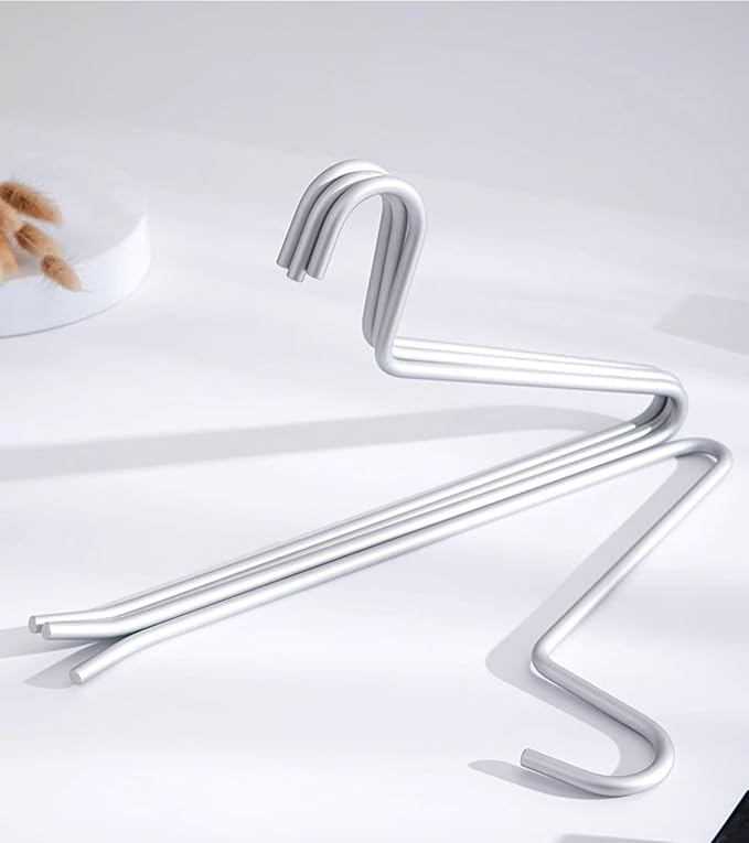 Premium Matte Silvery Aluminum Pants Hanger 10 Pack, 13.7” Extra Smooth & Durable Metal Shirt Dress Hanger,Aluminum Alloy Hanger,Clothing Support,Clothing Hang