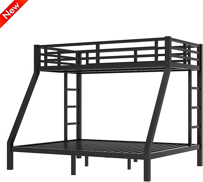 SIGONE Stronger & Safer Heavy Duty Twin XL Over Queen Size Bunk Bed for Adults Teens, Thickened More Stable Metal Bunkbed Frame (Greater Weight Capacity) (Twin XL Over Queen)