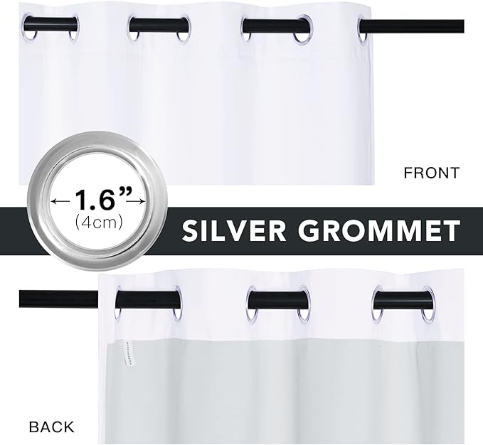 RYB HOME 100% White Blackout Curtains, Noise Reducing 84 inch Curtains Small Particle Dust Filter Window Drapes Energy Effieient for Bedroom Laundry Room Furance, W52 x L84 inch, 2 Panels