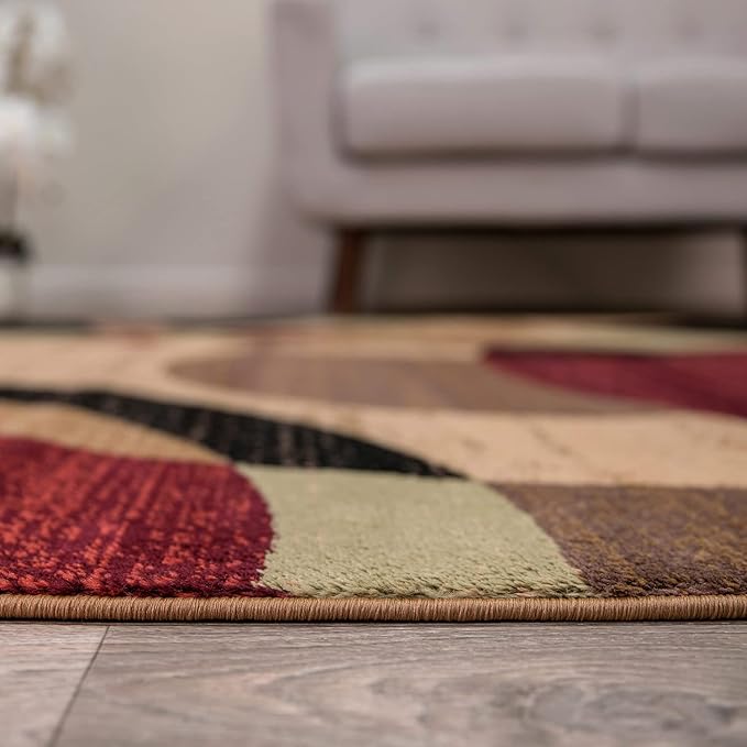 Rugshop Contemporary Abstract Circles Perfect for high Traffic Areas of Your Living Room,Bedroom,Home Office,Kitchen Area Rug 5'3" x 7'3" Multi