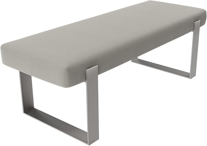 VANT Upholstered Bed Bench - Zigrino Oyster - Brushed Nickel - Contemporary Modern, Bedroom Bench Seat, Hallway, or Entryway