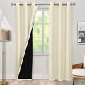 BGment Cream 100% Blackout Curtains for Bedroom 84 Inch Length 2 Panels Set, Thermal Insulated Full Light Blocking Grommet Noise Cancelling Window Curtains&Drapes with Black Liner, 42 Inch Wide Each