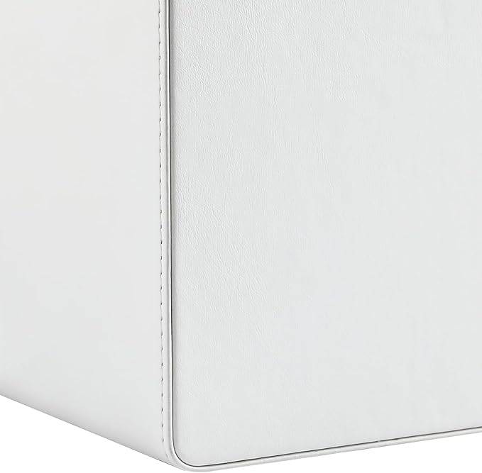 MEIBOOCH PU Leather Desk Organizer, Luxury Remote Control Holder for Home, Office Desk Accessories Table Caddy Bedside Nightstand Organizer (White)