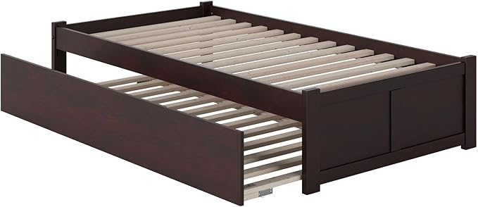 AFI Concord Twin Size Platform Bed with Footboard & Twin Trundle in Espresso