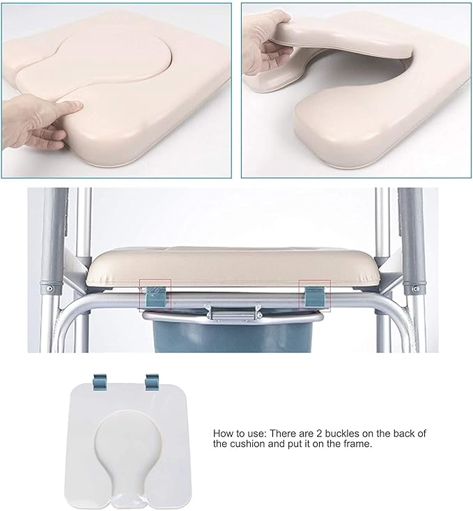 MUUL-WHCH Commode Seat Cushion, White U Shape Padded Cushion for Bedside Commodes, Chair, Shower Wheelchair