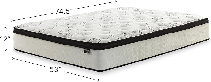 Signature Design by Ashley Chime Hybrid King 12" Mattress with Gel Memory Foam, Medium Firm, Pressure Relief, Fiberglass Free Mattress in a Box