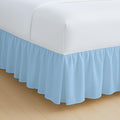 Rajlinen Ruffled Bed Skirt Full XL, 24 Inch Drop Dust Ruffle with Split Corners, 100% Microfiber Bedskirt with Platform, Three-Sided Coverage Ruffled Gathering Design, Light Blue